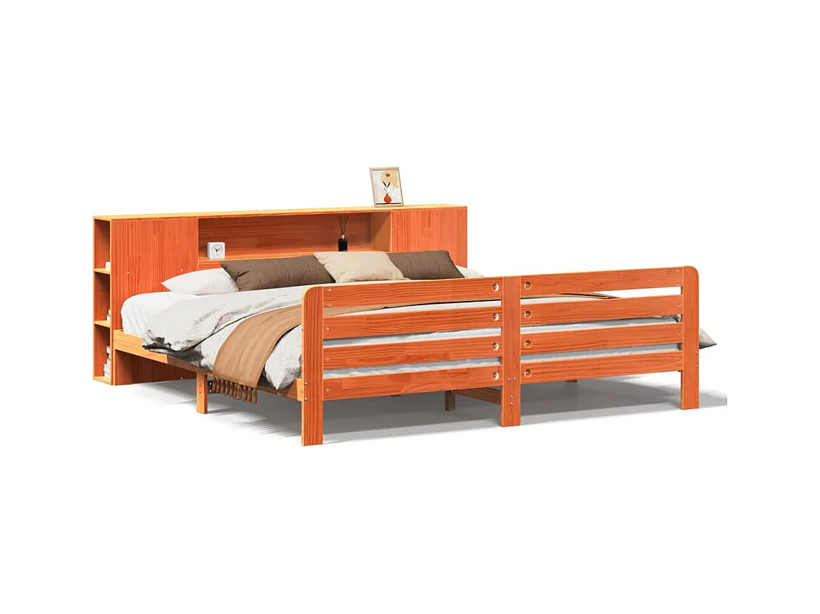 Letto per adulti | Letto matrimoniale | Giroletto senza Materasso Marrone Cera 200x200 cm Legno di Pino