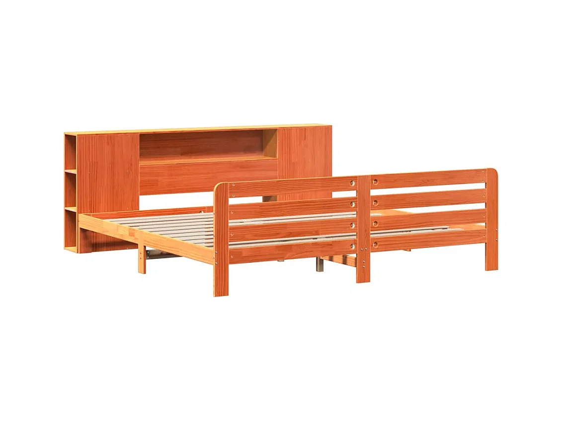 Letto per adulti | Letto matrimoniale | Giroletto senza Materasso Marrone Cera 200x200 cm Legno di Pino