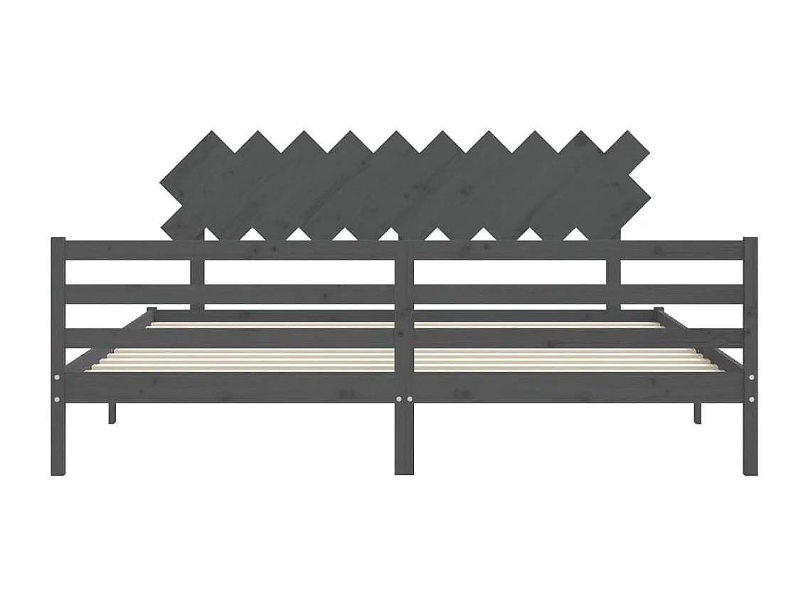 Lit double | Lit adulte | Cadre de lit gris 200x200 cm bois massif