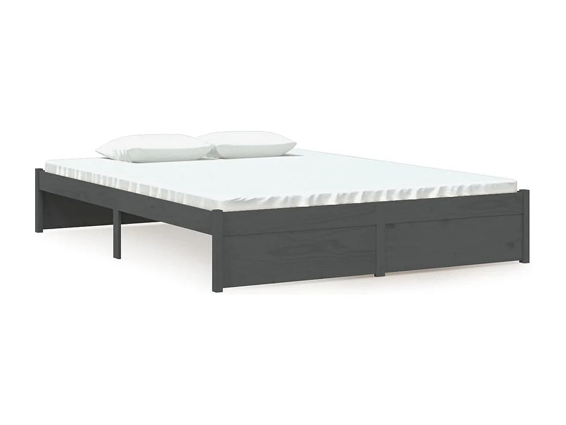 Lit double | Lit adulte | Cadre de lit gris bois massif 135x190 cm