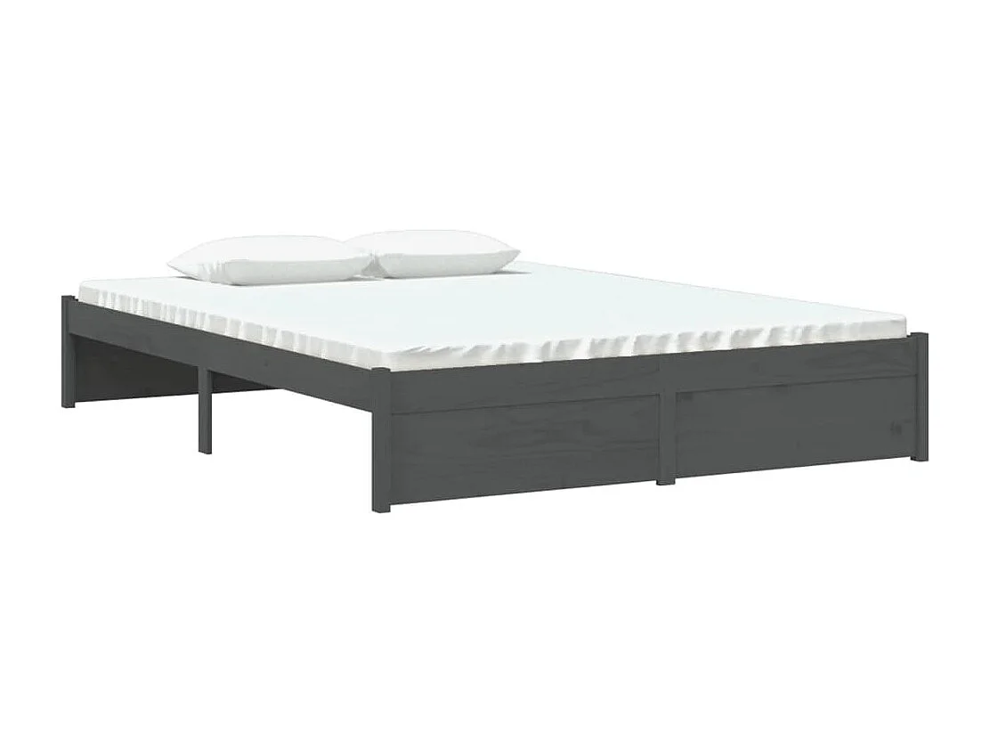 Lit double | Lit adulte | Cadre de lit gris bois massif 135x190 cm