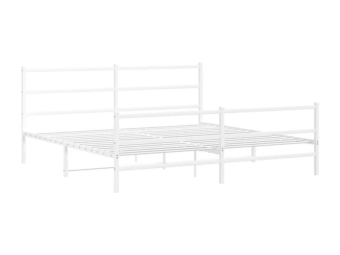 Lit double | Lit adulte | Cadre de lit métal et pied de lit blanc 183x213 cm