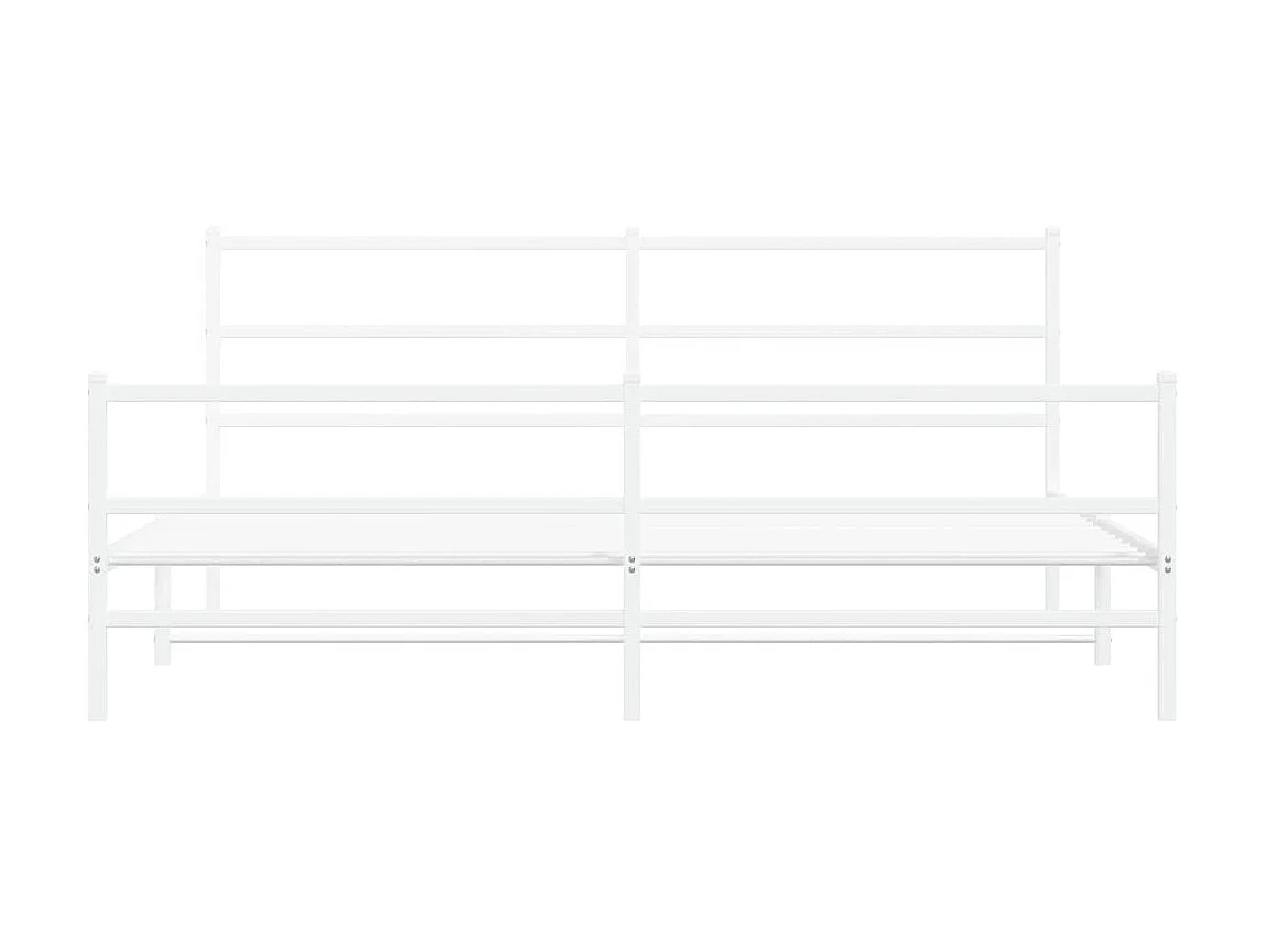 Lit double | Lit adulte | Cadre de lit métal et pied de lit blanc 183x213 cm