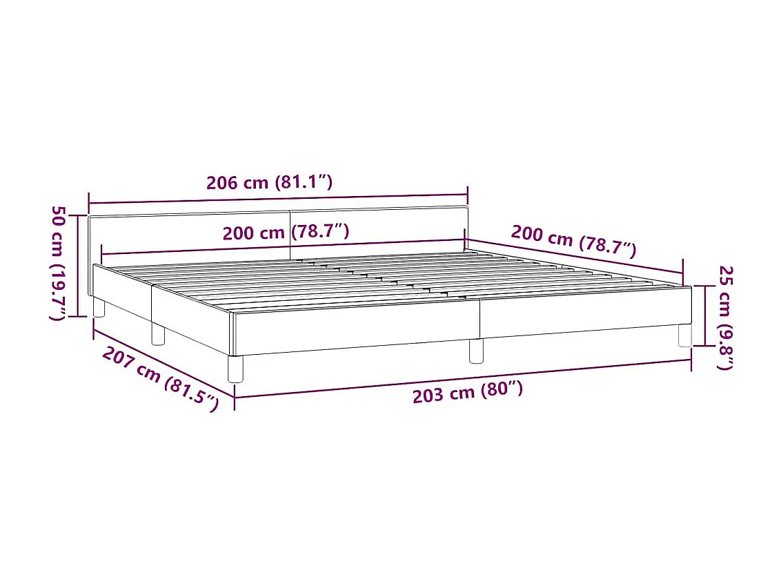 Lit double | Lit adulte | Cadre de lit noir 200x200 cm tissu