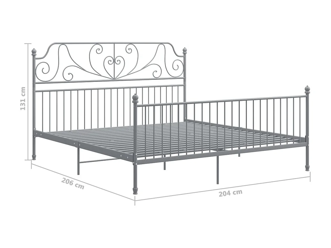 Lit double | Lit adulte | Cadre de lit gris métal 200x200 cm