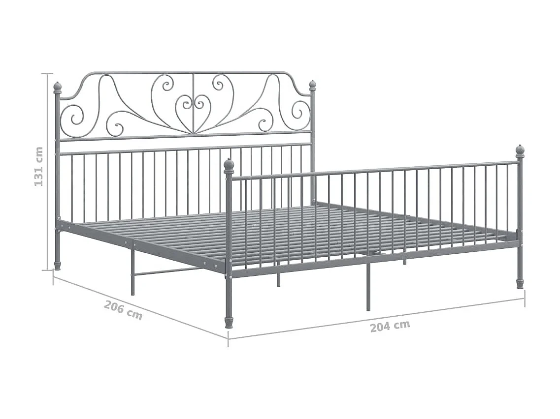 Lit double | Lit adulte | Cadre de lit gris métal 200x200 cm
