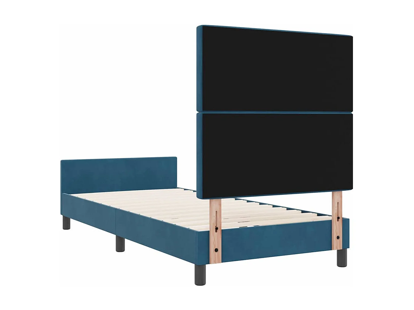 Lit simple | Lit adulte, enfant | Cadre de lit avec tête de lit Bleu foncé 100x200 cm Velours