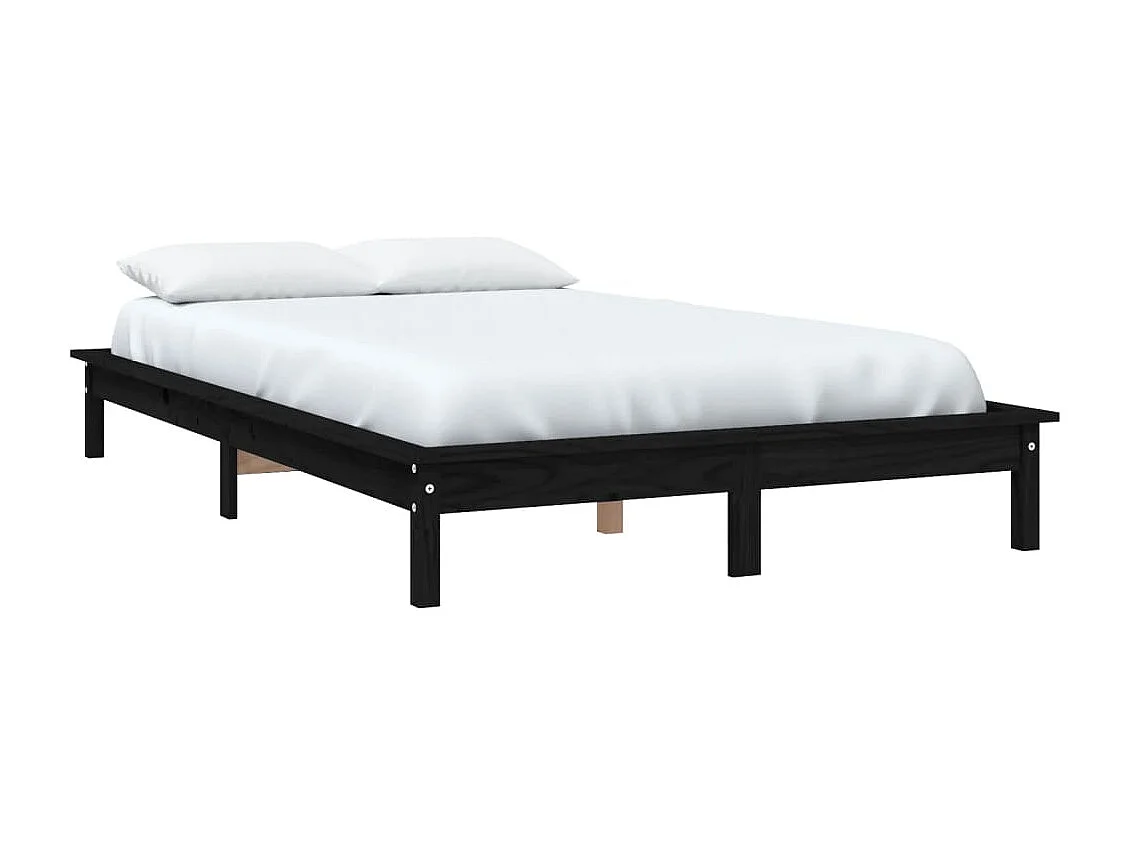 Lit double | Lit adulte | Cadre de lit noir bois de pin massif 150x200 cm