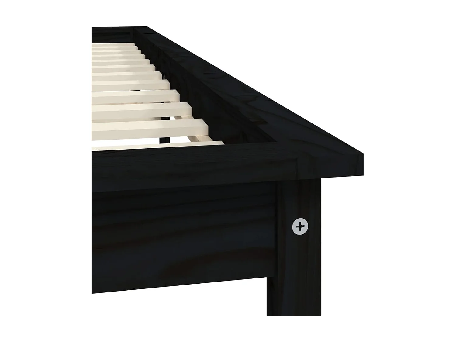 Lit double | Lit adulte | Cadre de lit noir bois de pin massif 150x200 cm