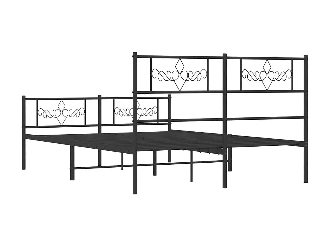 Lit double | Lit adulte | Cadre de lit métal avec pied de lit noir 140x190cm