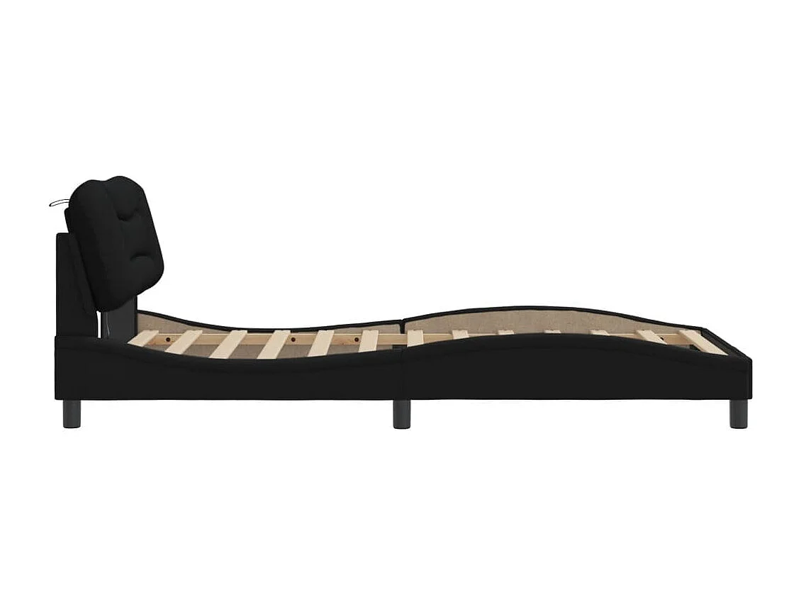 Lit simple | Lit adulte, enfant | Cadre de lit avec LED noir 100x200 cm tissu