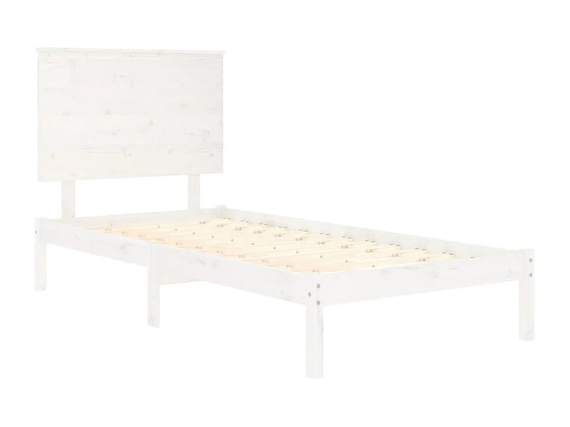 Lit simple | Lit adulte, enfant | Cadre de lit blanc 90x200 cm bois de pin massif