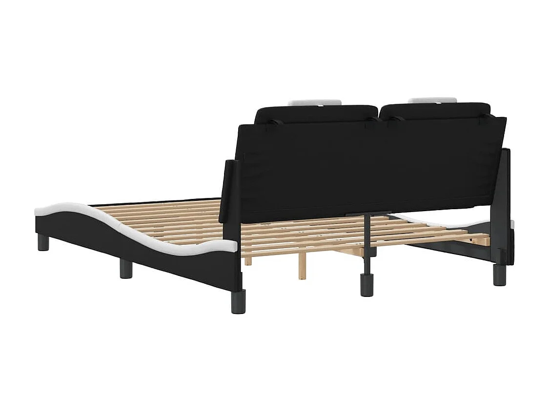 Lit simple | Lit adulte, enfant | Cadre de lit noir et blanc 120x200 cm similicuir