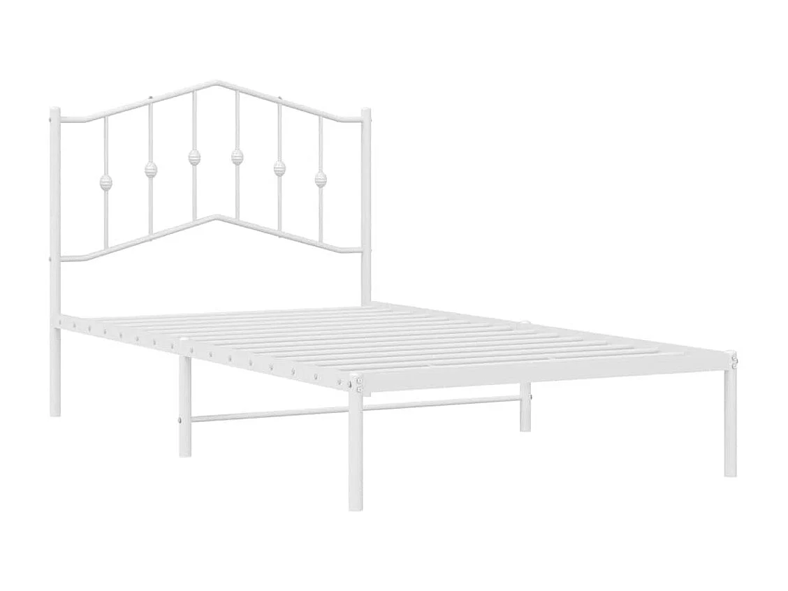 Lit simple | Lit adulte, enfant | Cadre de lit métal et tête de lit blanc 100x190 cm