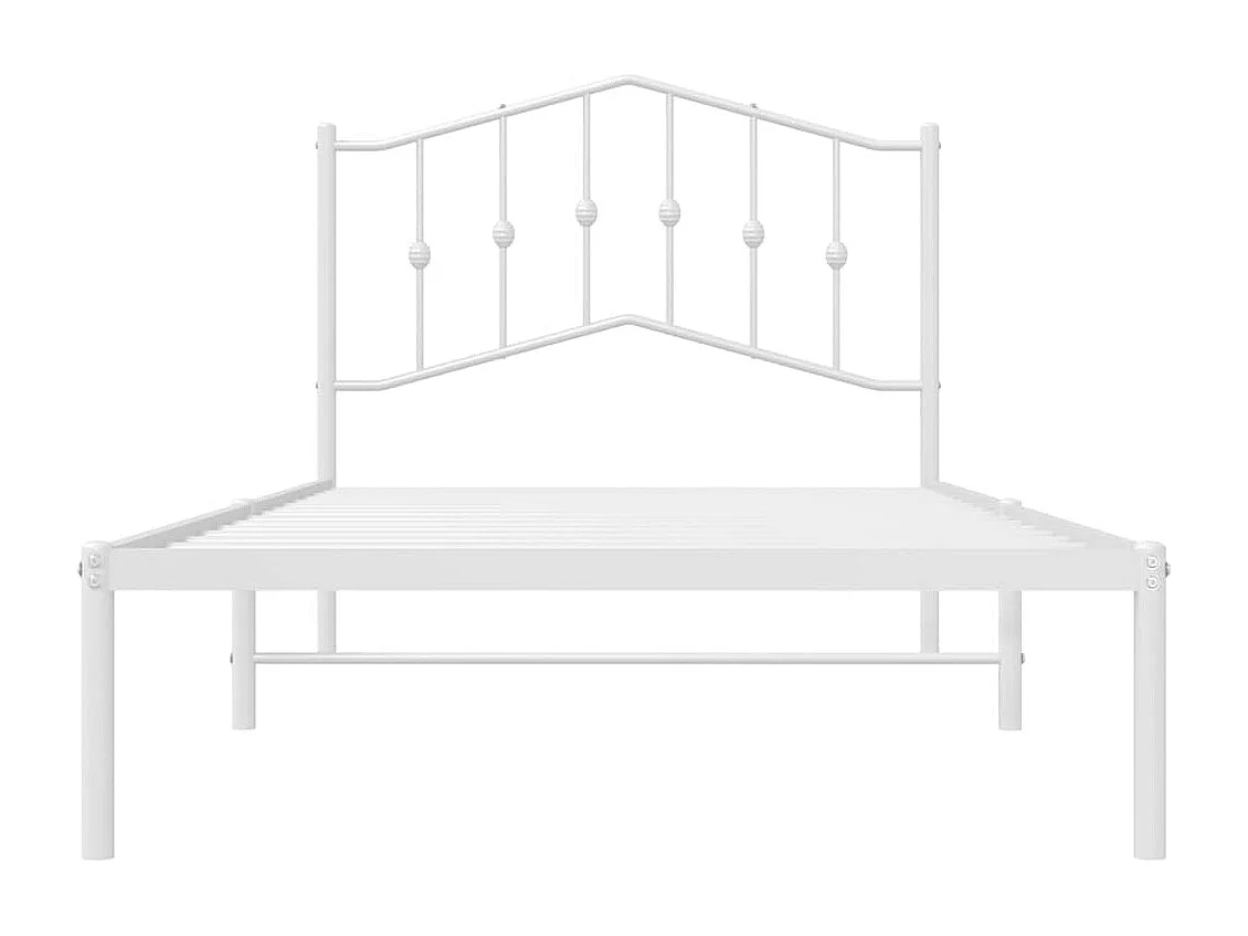 Lit simple | Lit adulte, enfant | Cadre de lit métal et tête de lit blanc 100x190 cm