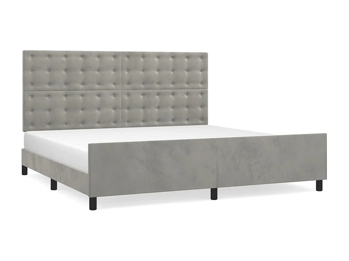 Lit double | Lit adulte | Cadre de lit gris clair 200x200 cm velours