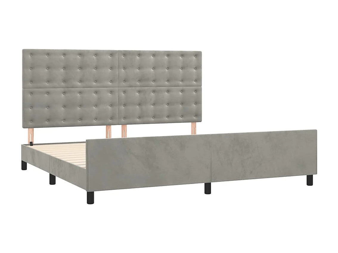 Lit double | Lit adulte | Cadre de lit gris clair 200x200 cm velours