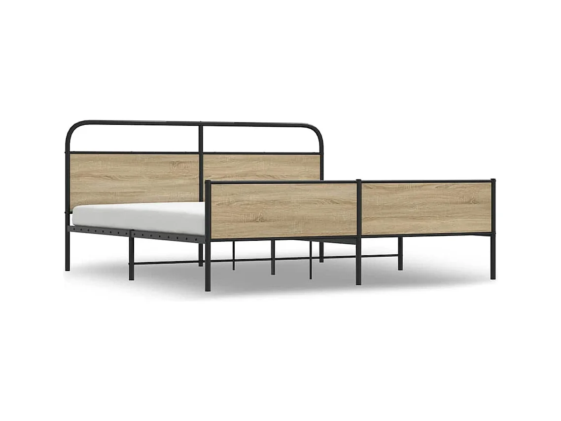 Letto per adulti | Letto matrimoniale | Giroletto senza Materaso in Metallo Rovere Fumo 150x200 cm