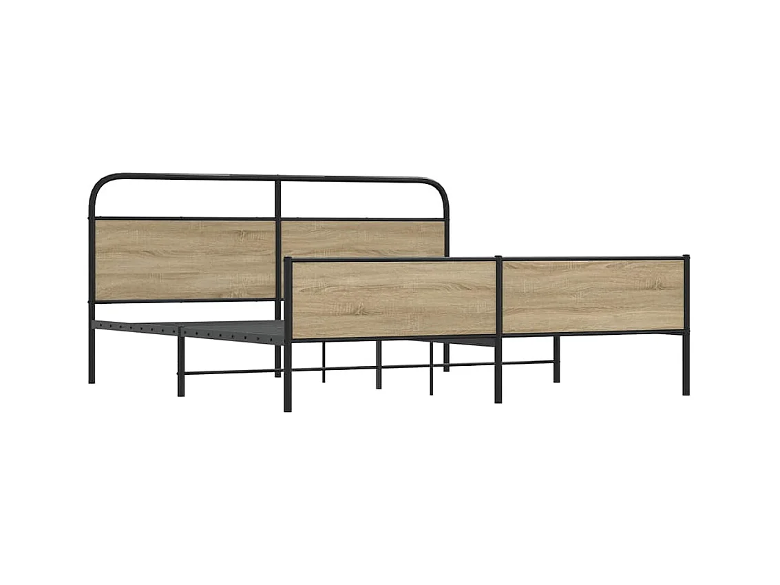 Letto per adulti | Letto matrimoniale | Giroletto senza Materaso in Metallo Rovere Fumo 150x200 cm