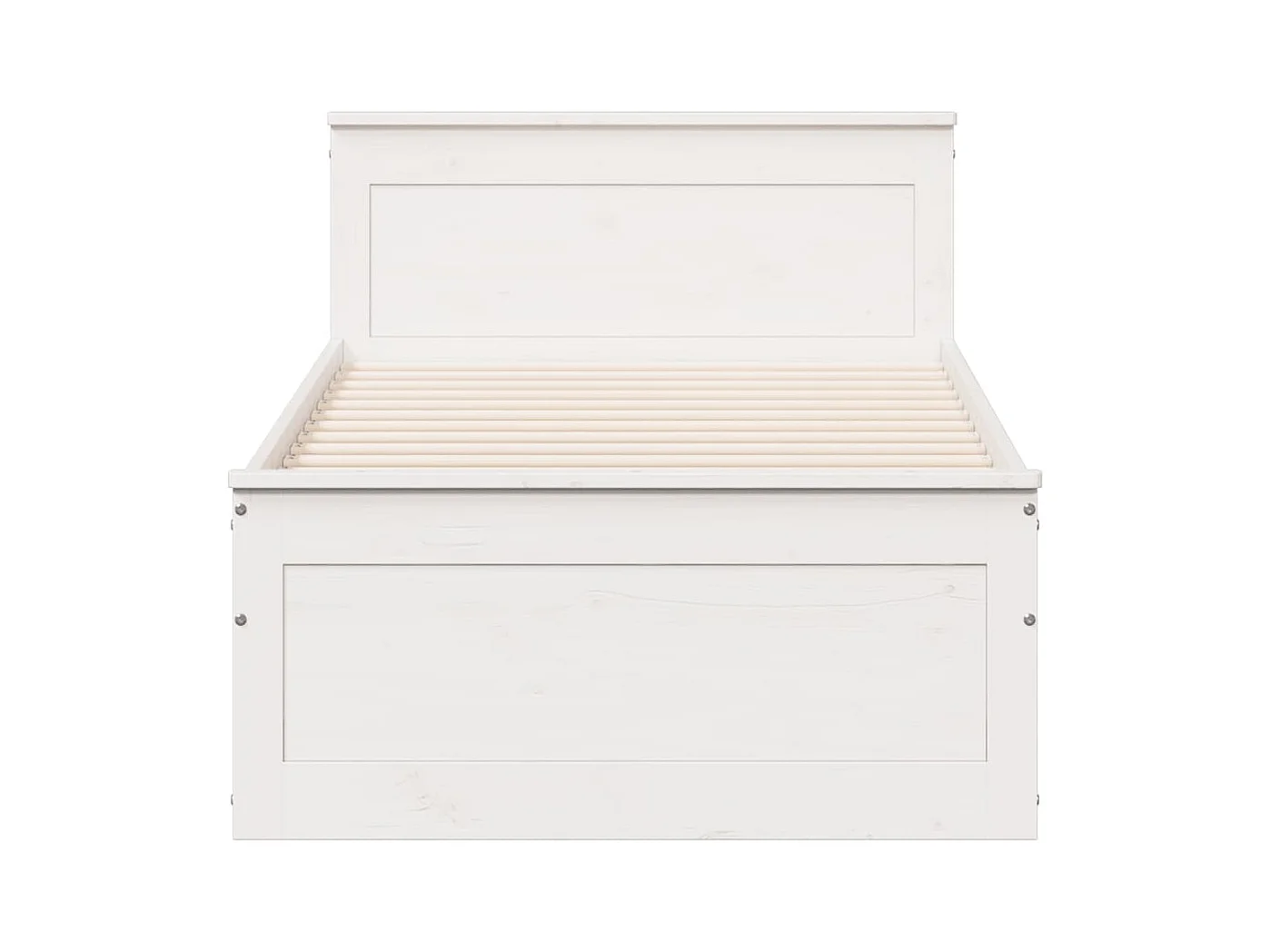 Letto per adulti | Letto singolo | Giroletto senza Materasso con Testiera Bianco 90x200 cm Pino