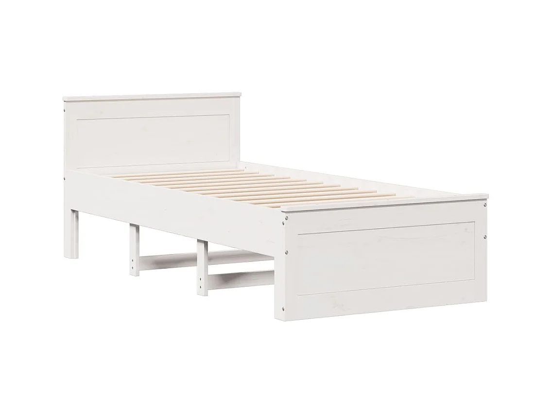 Letto per adulti | Letto singolo | Giroletto senza Materasso con Testiera Bianco 90x200 cm Pino