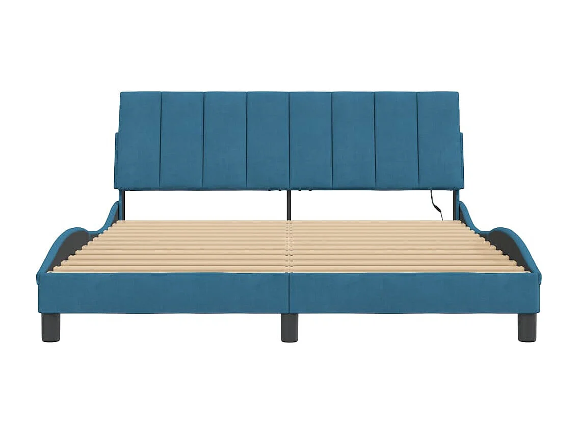 Lit double | Lit adulte | Cadre de lit avec LED bleu 160x200 cm velours