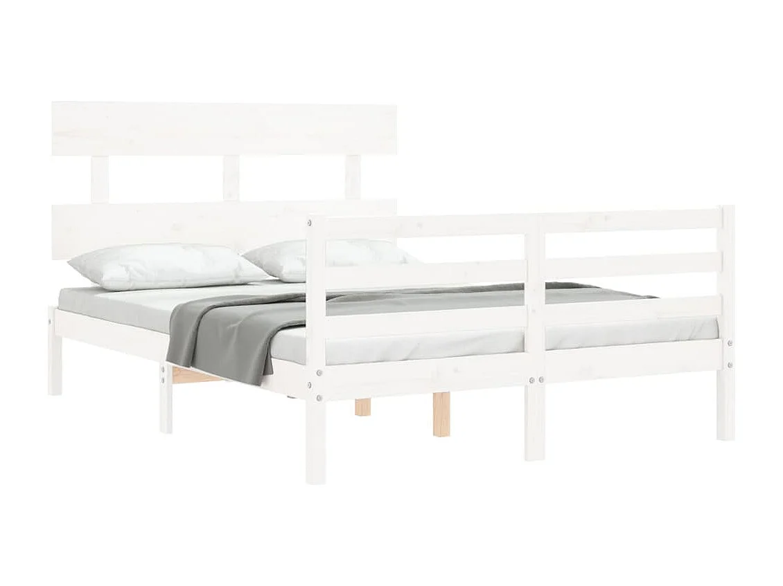 Lit simple | Lit adulte, enfant | Cadre de lit blanc bois massif 120x190 cm