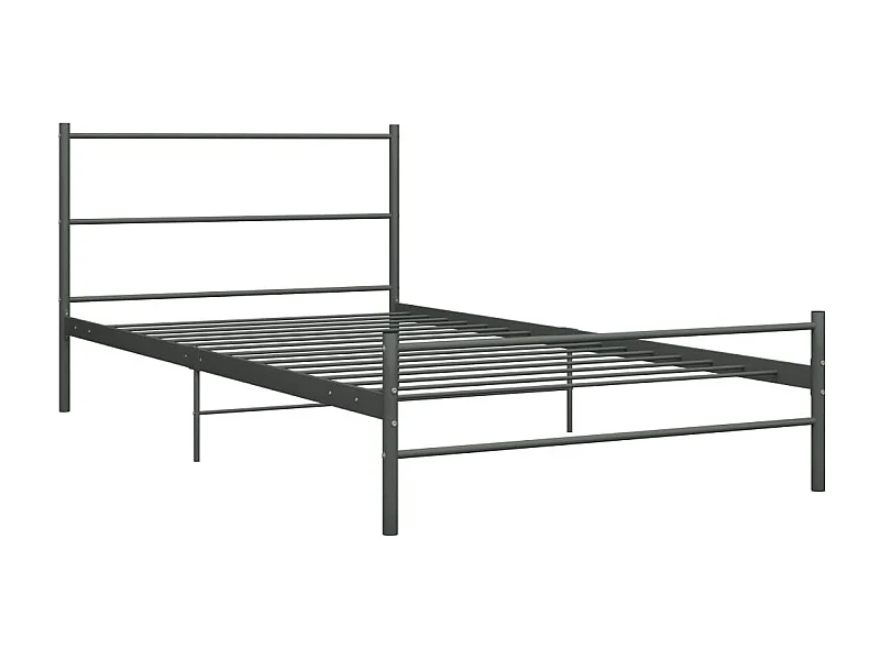 Lit simple | Lit adulte, enfant | Cadre de lit gris métal 90x200 cm