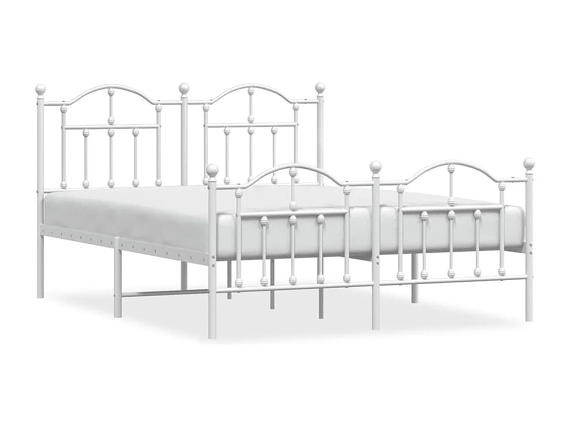 Lit double | Lit adulte | Cadre de lit métal et pied de lit blanc 135x190 cm