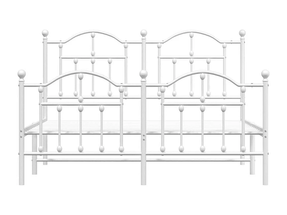 Lit double | Lit adulte | Cadre de lit métal et pied de lit blanc 135x190 cm