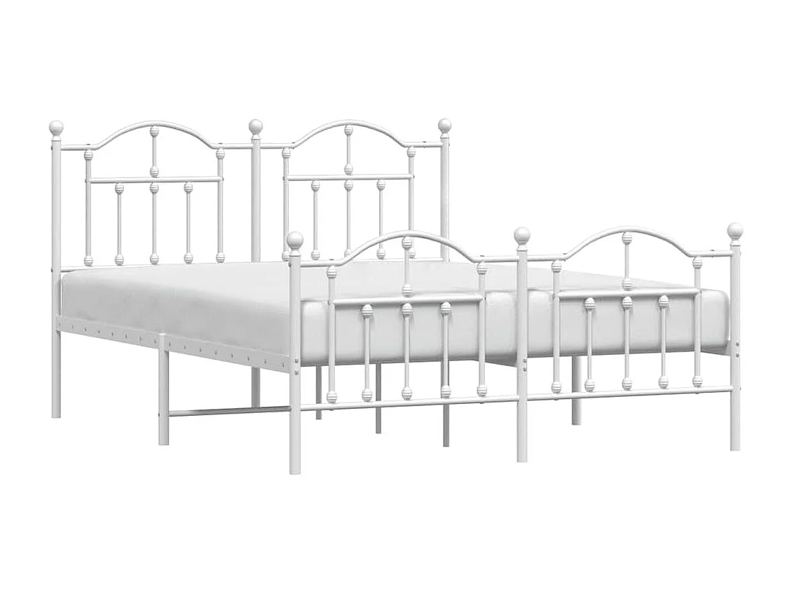 Lit double | Lit adulte | Cadre de lit métal et pied de lit blanc 135x190 cm