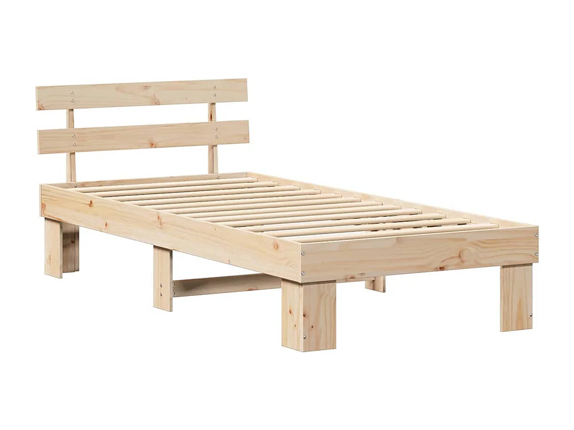 Bedframe | Eenpersoonsbed met hoofdeinde Naturel 75x190 cm Massief grenenhout
