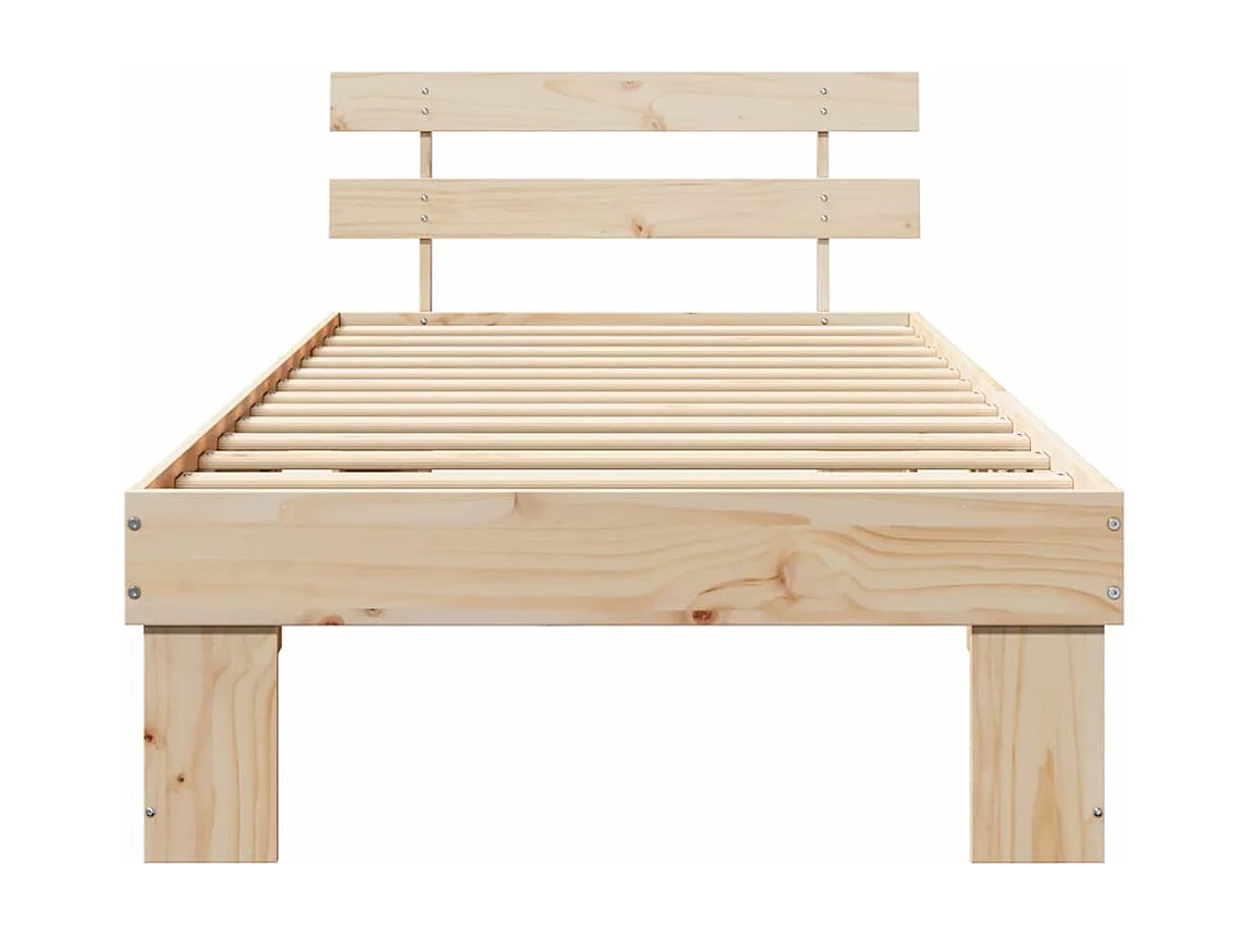 Bedframe | Eenpersoonsbed met hoofdeinde Naturel 75x190 cm Massief grenenhout