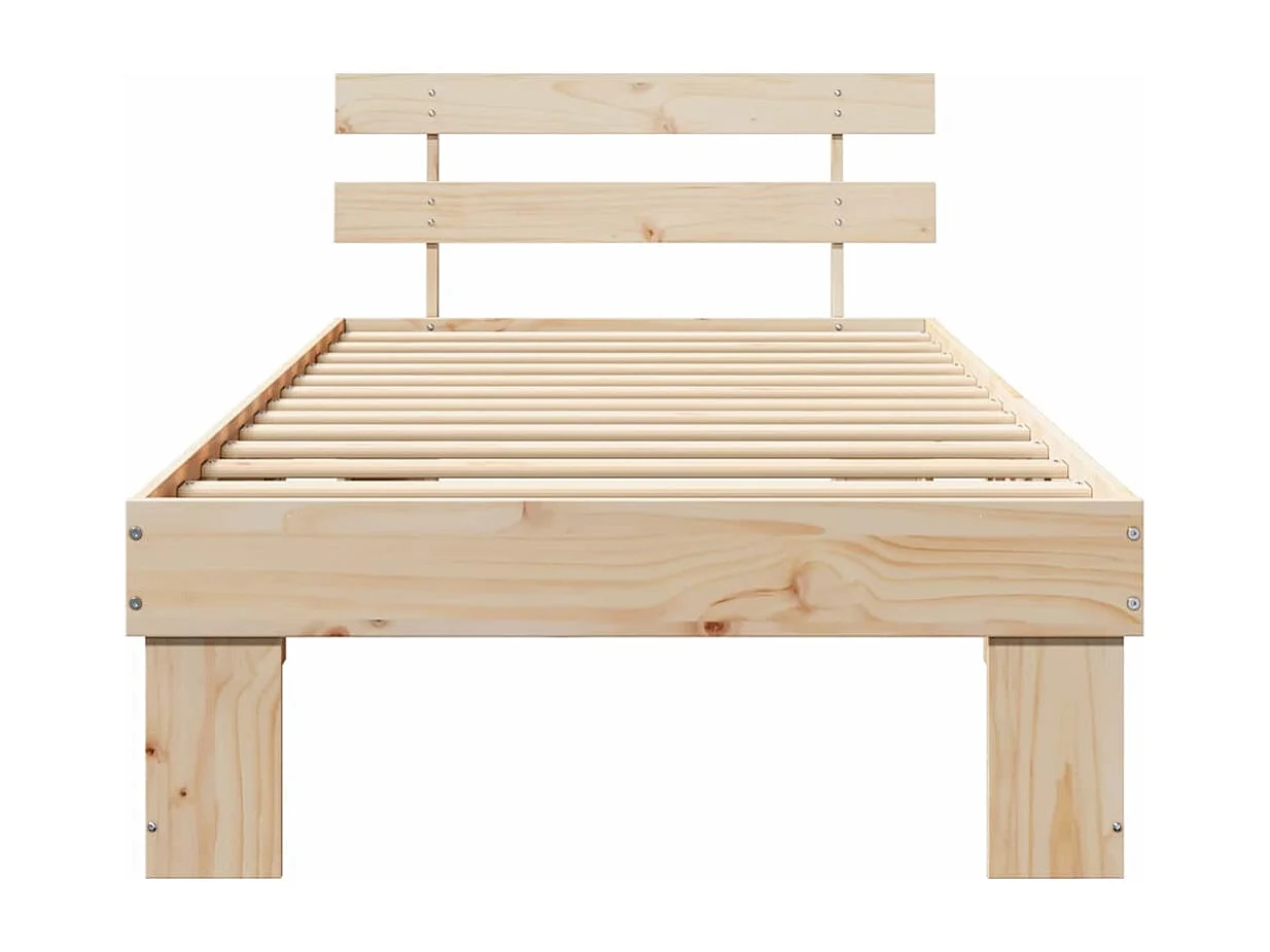 Bedframe | Eenpersoonsbed met hoofdeinde Naturel 75x190 cm Massief grenenhout