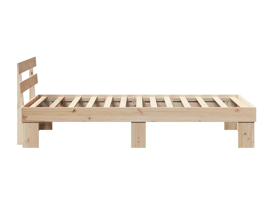 Bedframe | Eenpersoonsbed met hoofdeinde Naturel 75x190 cm Massief grenenhout
