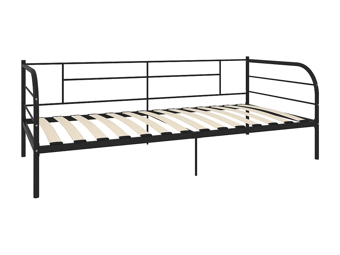 Lit simple | Lit adulte, enfant | Cadre de lit de repos noir métal 90x200 cm