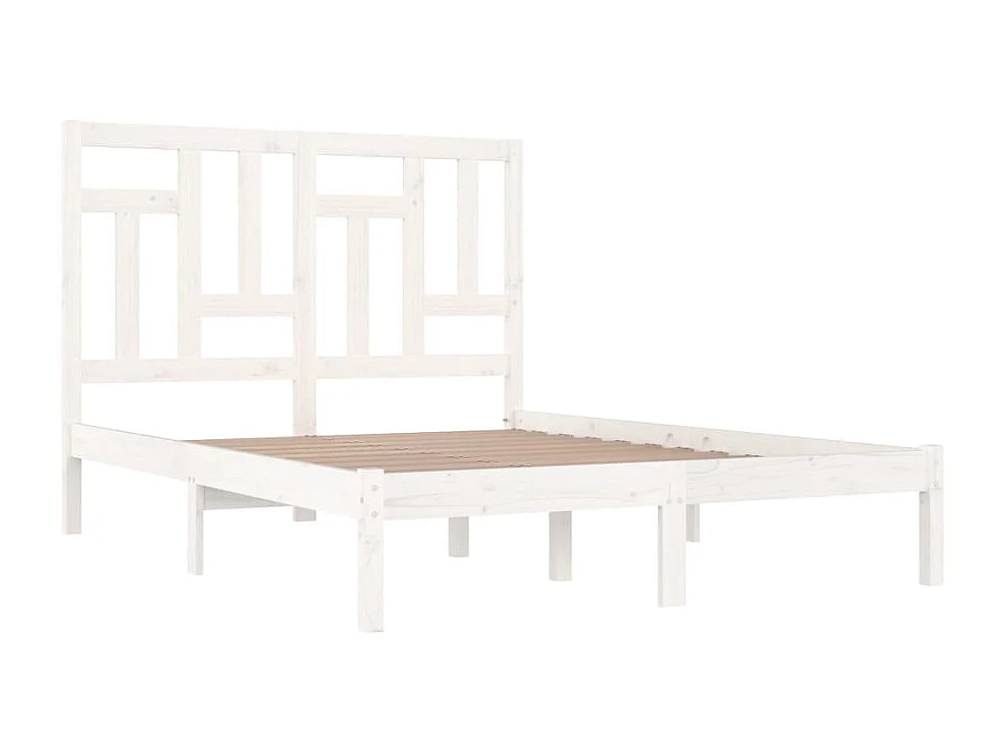 Lit double | Lit adulte | Cadre de lit blanc 140x200 cm bois de pin massif