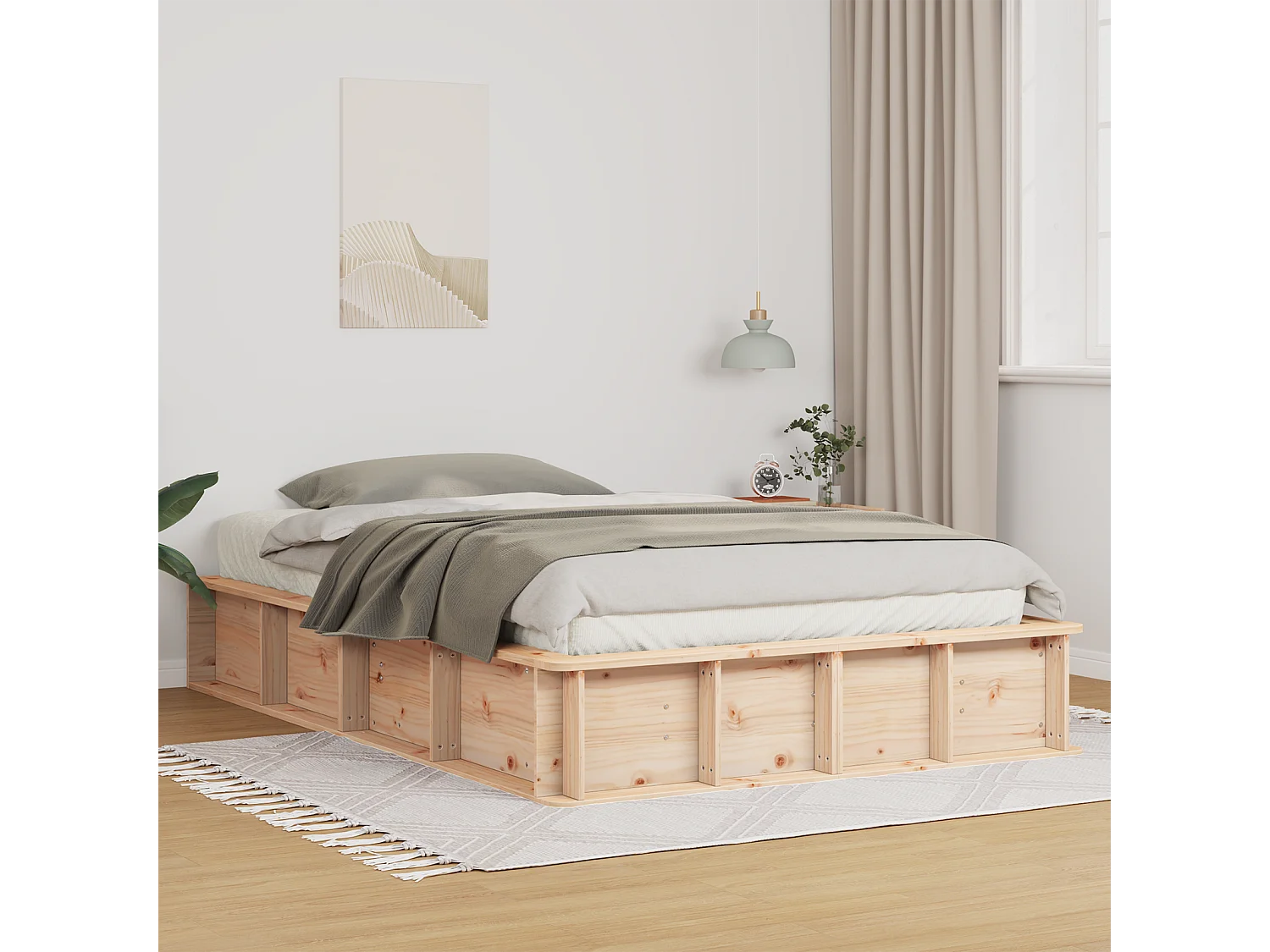 Lit double | Lit adulte | Cadre de lit Marron 135x190 cm Bois massif en pin