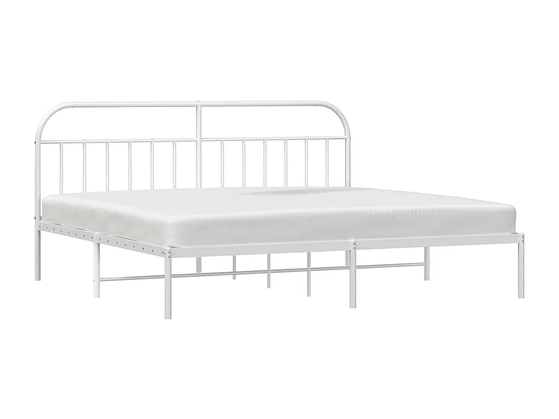Lit double | Lit adulte | Cadre de lit métal et tête de lit blanc 193x203 cm