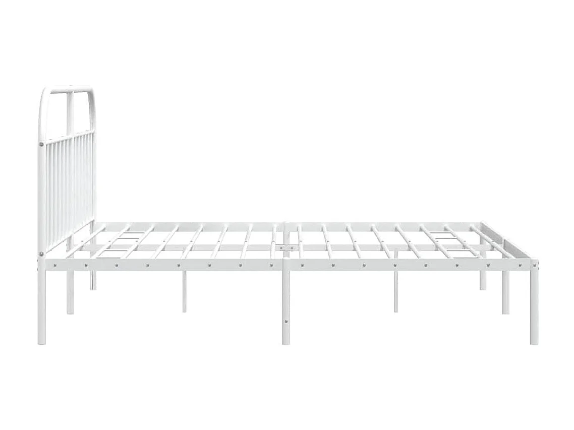 Lit double | Lit adulte | Cadre de lit métal et tête de lit blanc 193x203 cm
