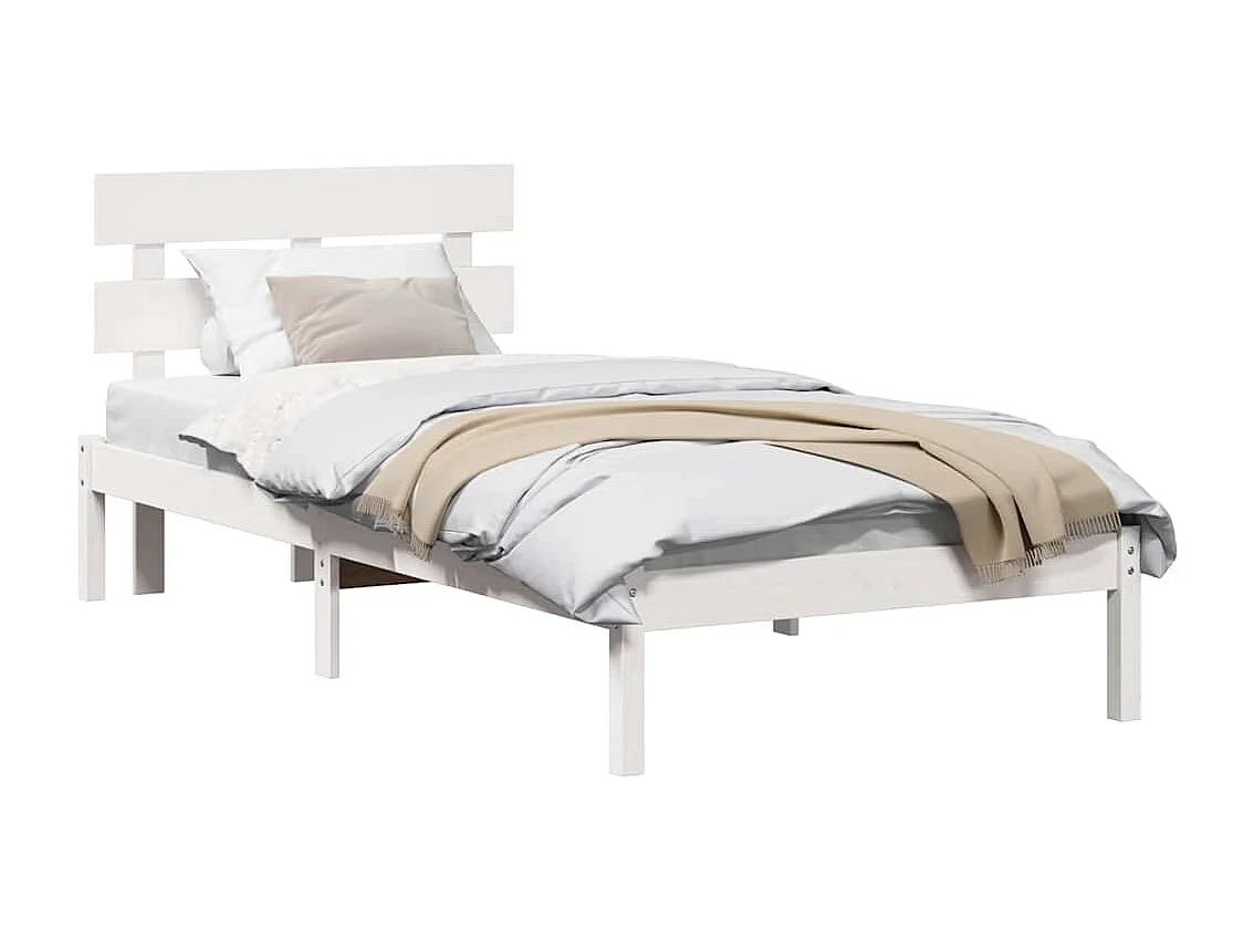 Lit simple | Lit adulte, enfant | Cadre de lit Blanc 100x200 cm Bois de pin massif