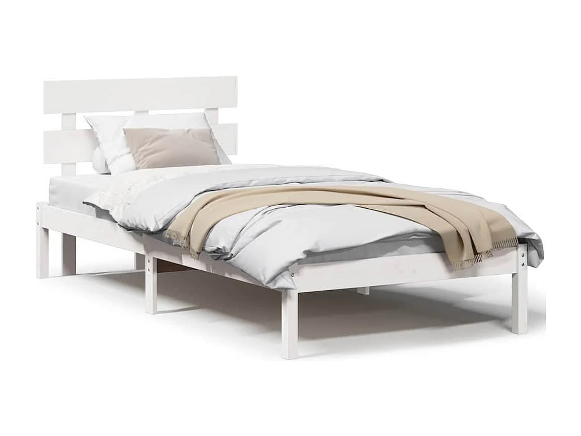 Lit simple | Lit adulte, enfant | Cadre de lit Blanc 100x200 cm Bois de pin massif