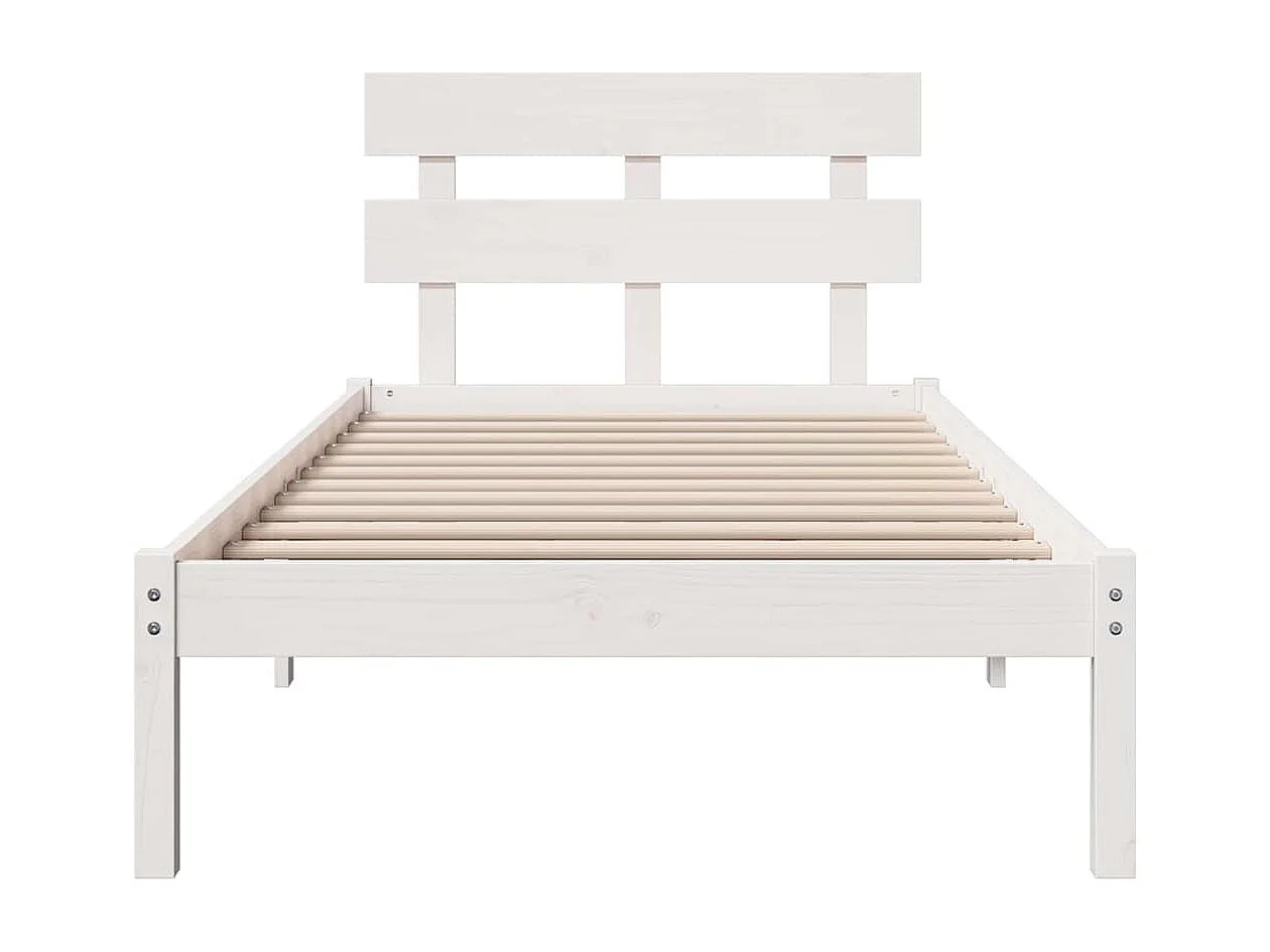 Lit simple | Lit adulte, enfant | Cadre de lit Blanc 100x200 cm Bois de pin massif