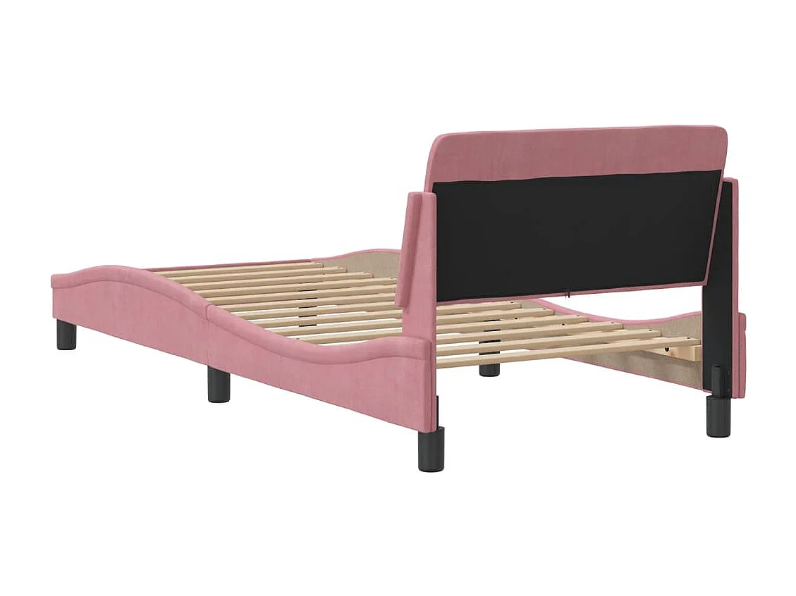 Lit simple | Lit adulte, enfant | Cadre de lit et tête de lit rose 80x200 cm velours