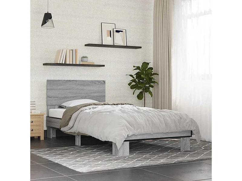 Lit simple | Lit adulte, enfant | Cadre de lit sonoma gris 75x190 cm