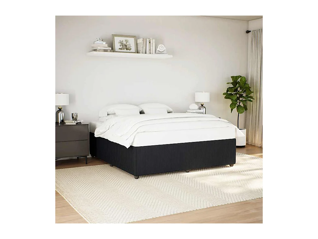 Letto per adulti | Letto matrimoniale | Giroletto senza Materasso Nero 180x200 cm in Velluto