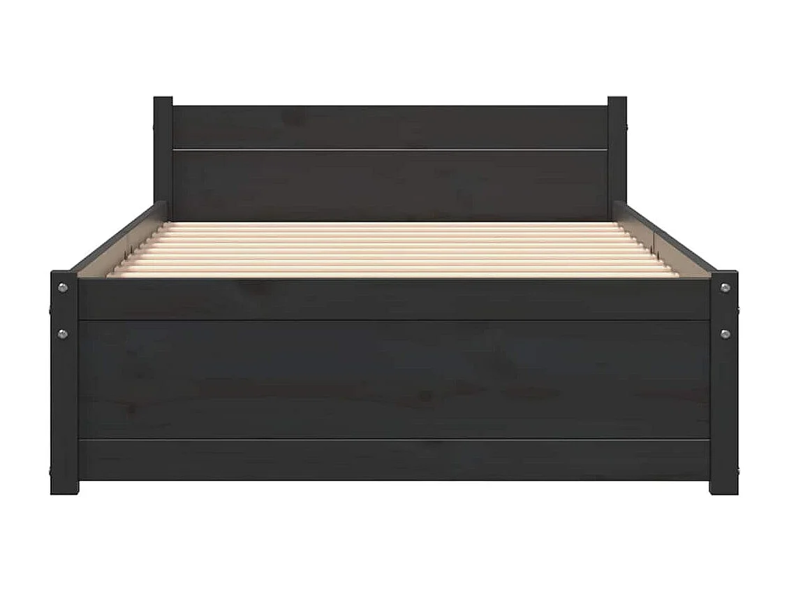 Lit simple | Lit adulte, enfant | Cadre de lit noir bois massif 90x200 cm