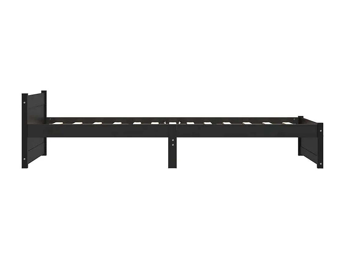Lit simple | Lit adulte, enfant | Cadre de lit noir bois massif 90x200 cm