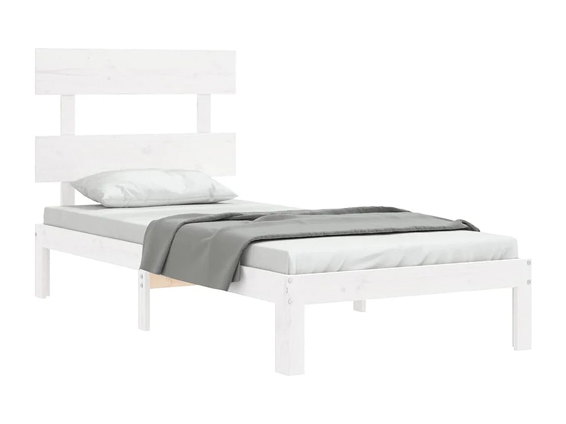 Lit simple | Lit adulte, enfant | Cadre de lit blanc 90x200 cm bois de pin massif