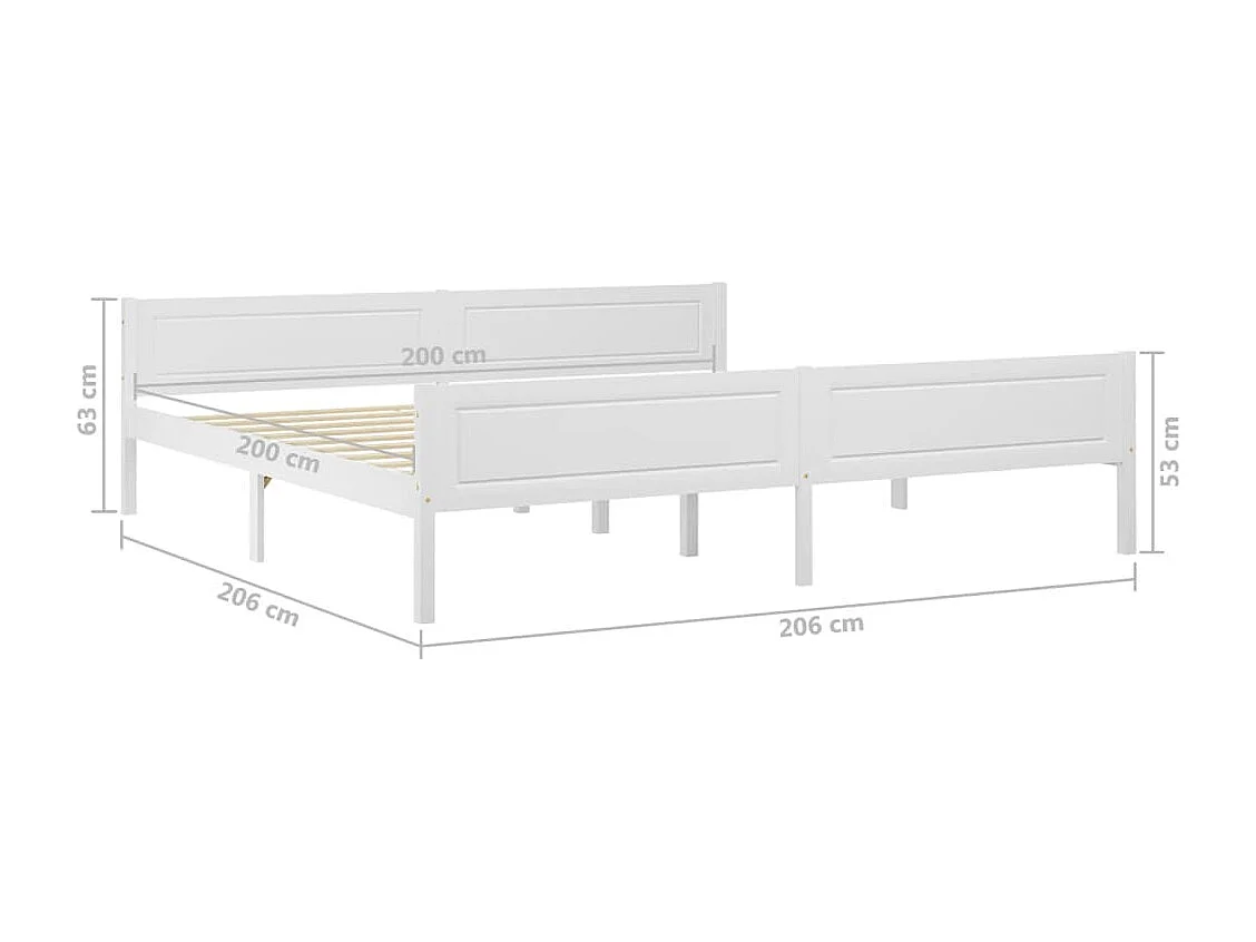 Lit double | Lit adulte | Cadre de lit bois massif de pin blanc 200x200 cm